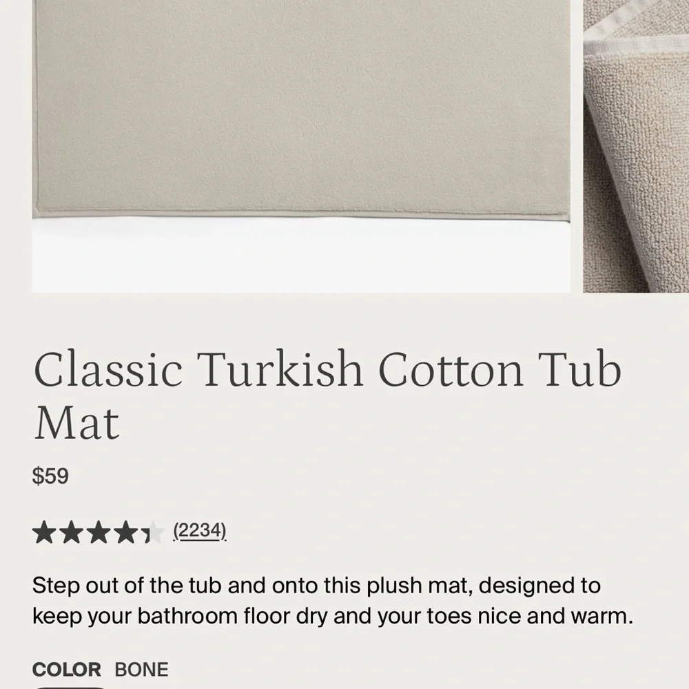 Parachute Classic Turkish Cotton Tub Mat - Bone